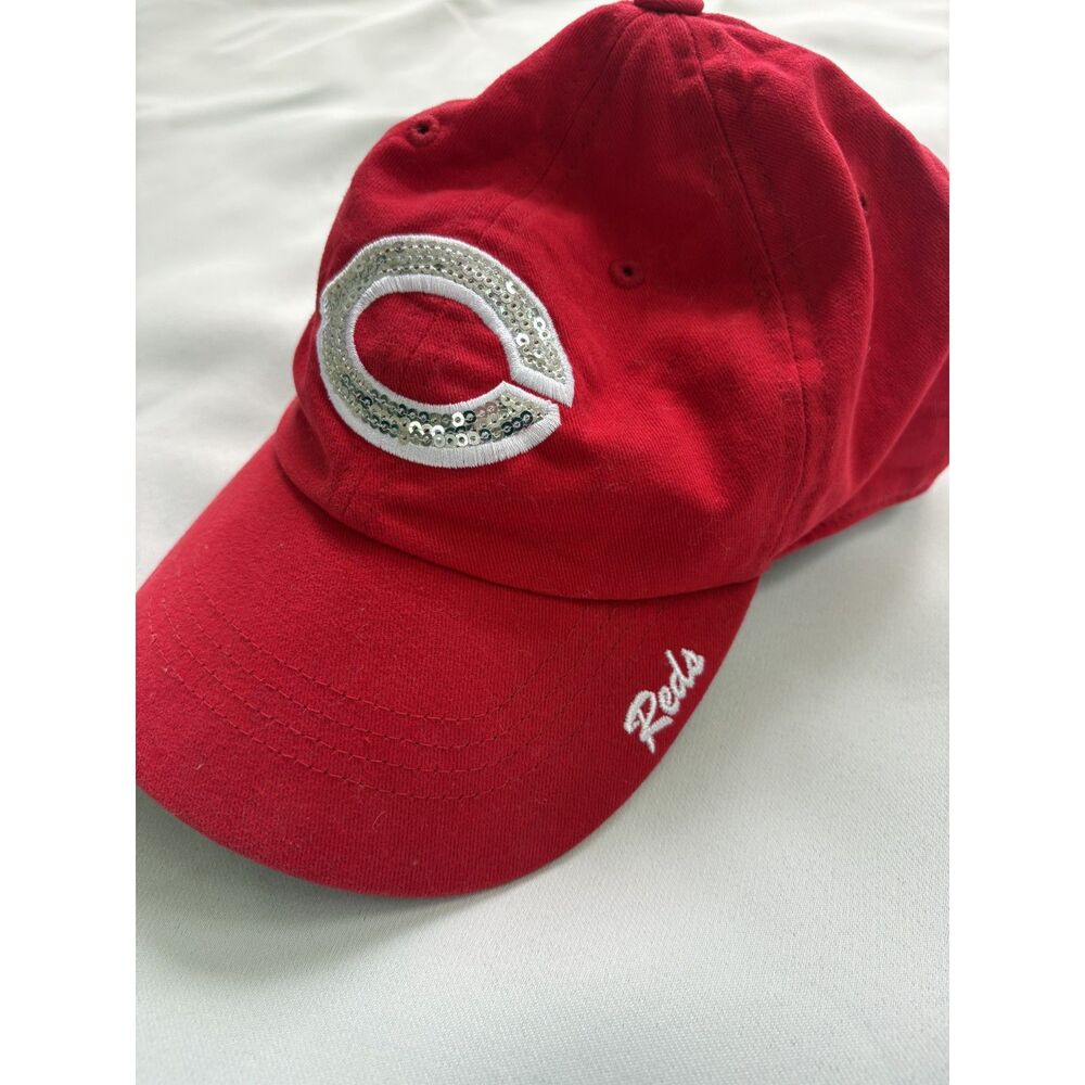 Cincinnati Reds Sequin Logo MLB Hat ❤️ adjustable - Picture 2 of 9